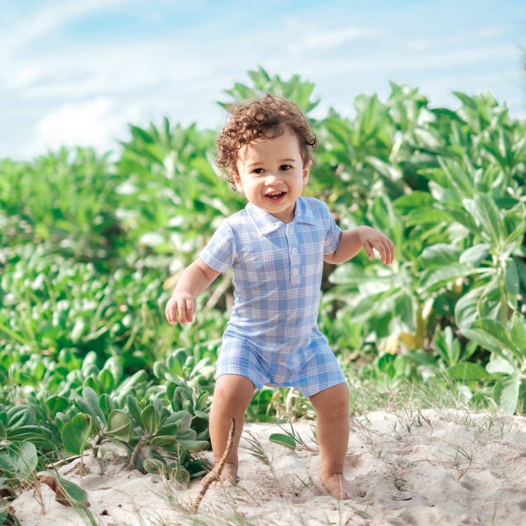 Polū Palaka Polo Bamboo Romper: 12-18M