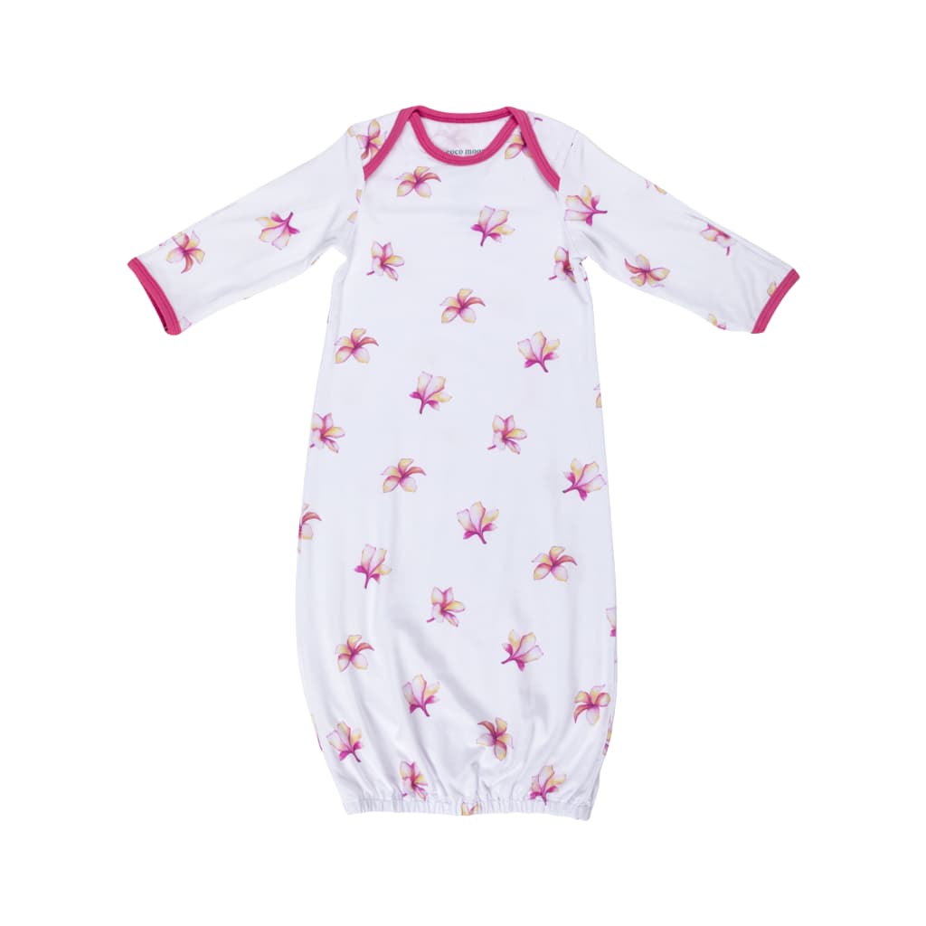 Plumeria Bamboo Layette Gown: 0-3M