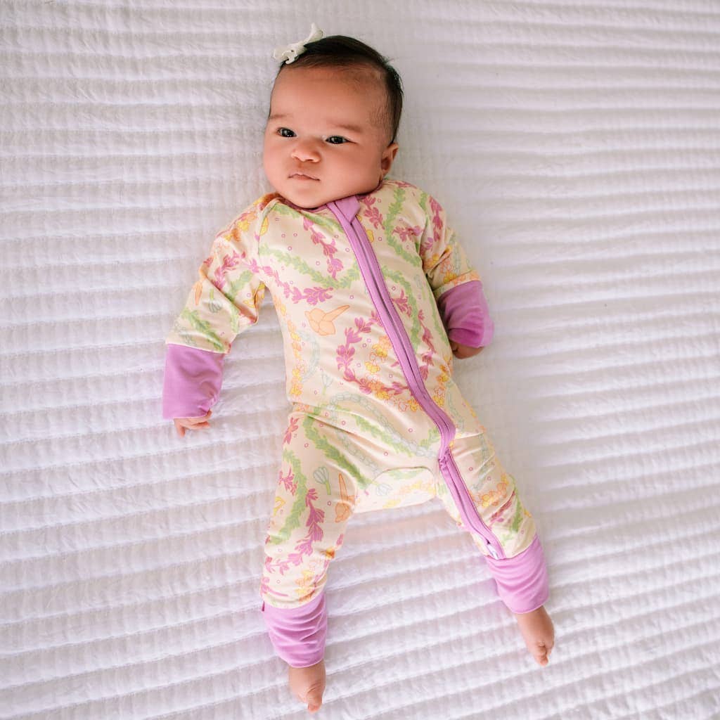 Lei Day in Sand Bamboo Coverall: 6-9M