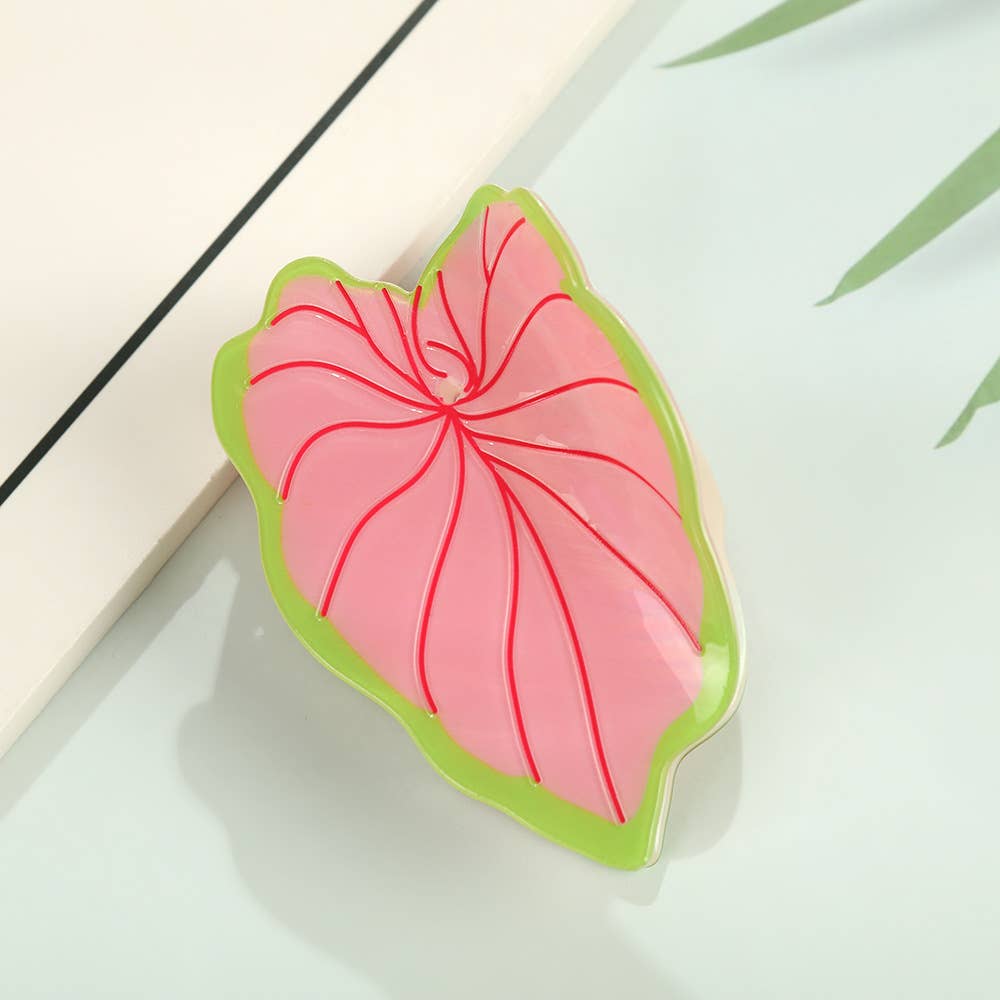 Tropical Leaf Hair Claw Clip: Pink