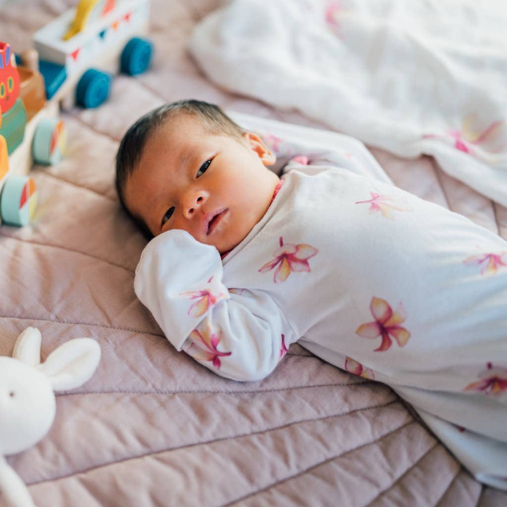 Plumeria Bamboo Layette Gown: 0-3M