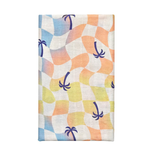 Sunset Checker Muslin Swaddle Blanket