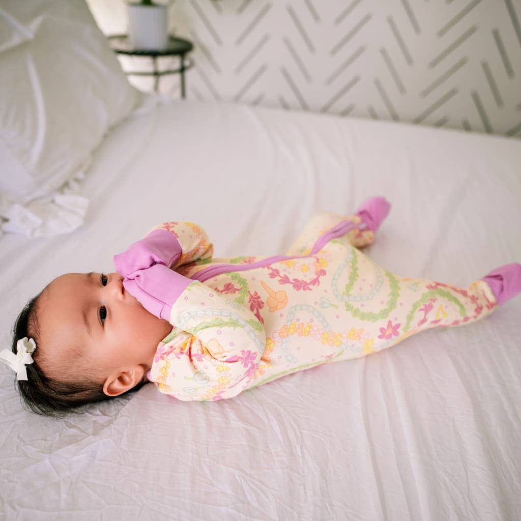 Lei Day in Sand Bamboo Coverall: 6-9M