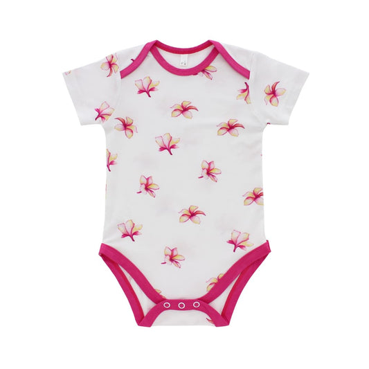 Plumeria Bamboo Onesie: 6-12M