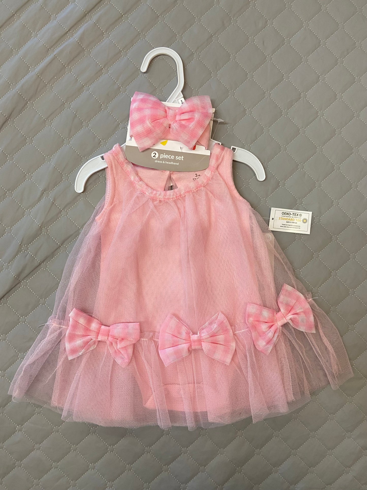 New Baby Starters Bow Dress, 3m