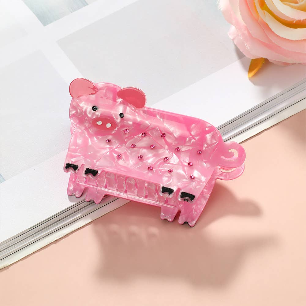 Pink Pig Hair Claw Clip
