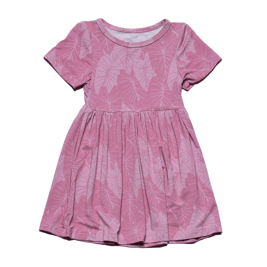 Pink Loʻi Kalo Bamboo Kaliko Dress: 2Y