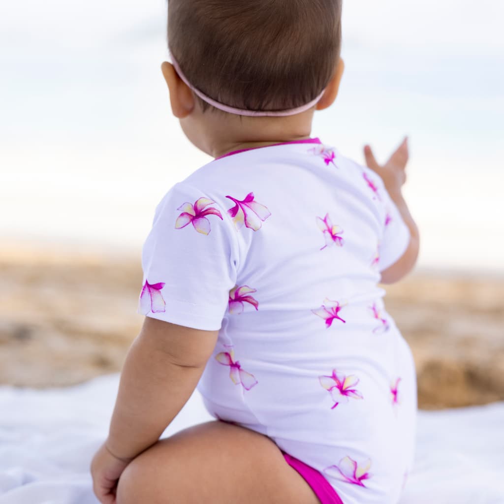 Plumeria Bamboo Onesie: 0-6M