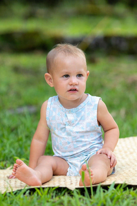 Blue Kuiki Bamboo Tank Romper: 18-24mo