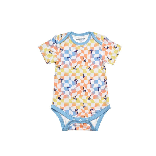 Sunset Checker Bamboo Onesie: 6-12M