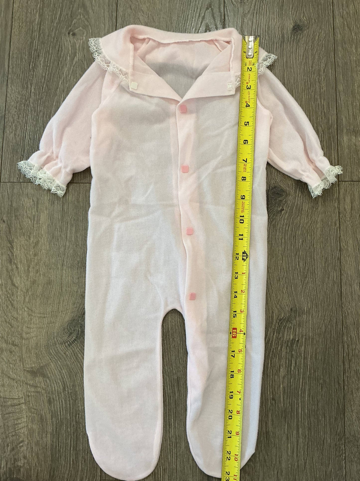 pink one piece, sleepwear lace kids girls 3T romper button up vintage