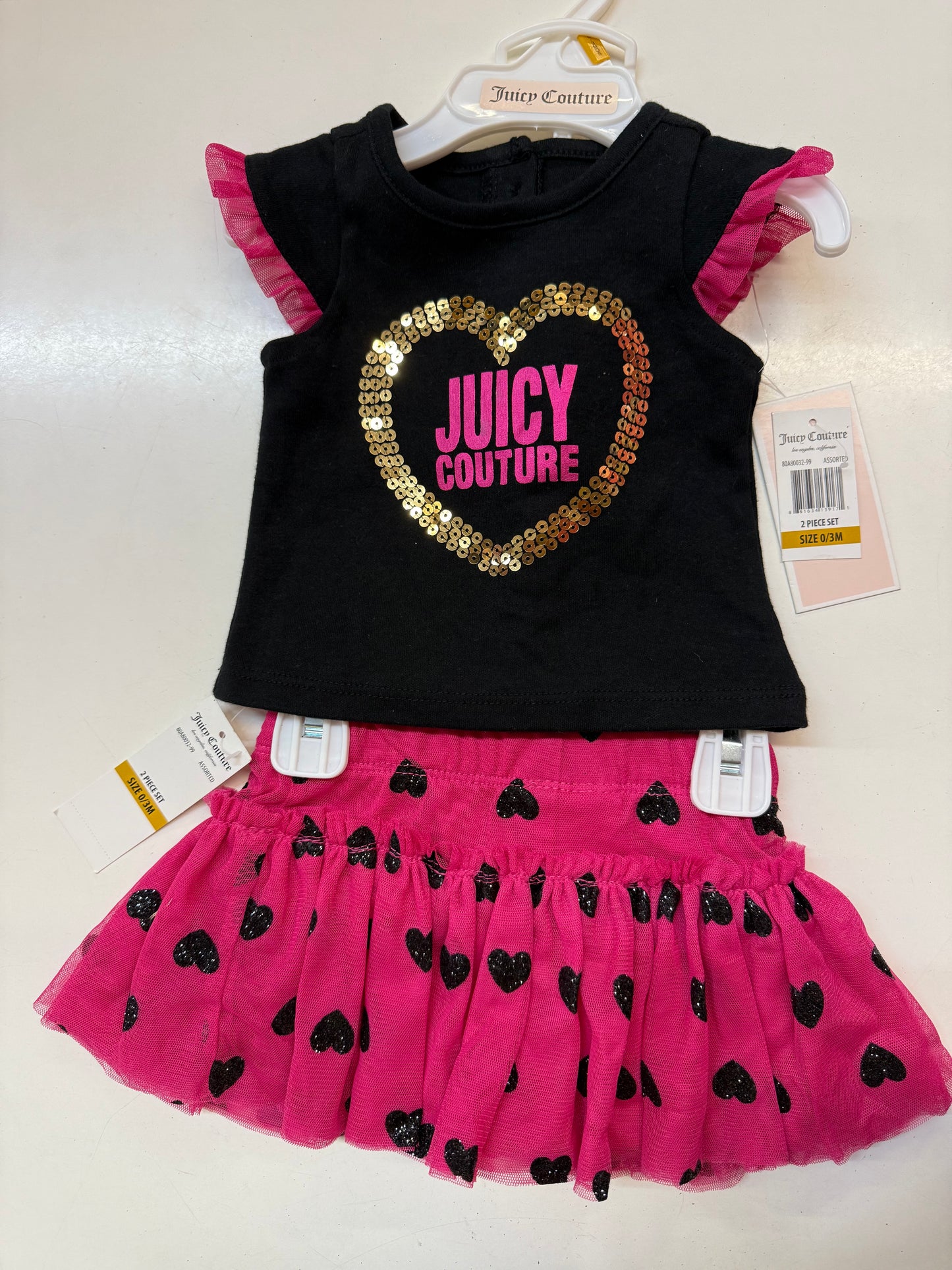 New Juicy Couture 2pc Outfit, 0-3m