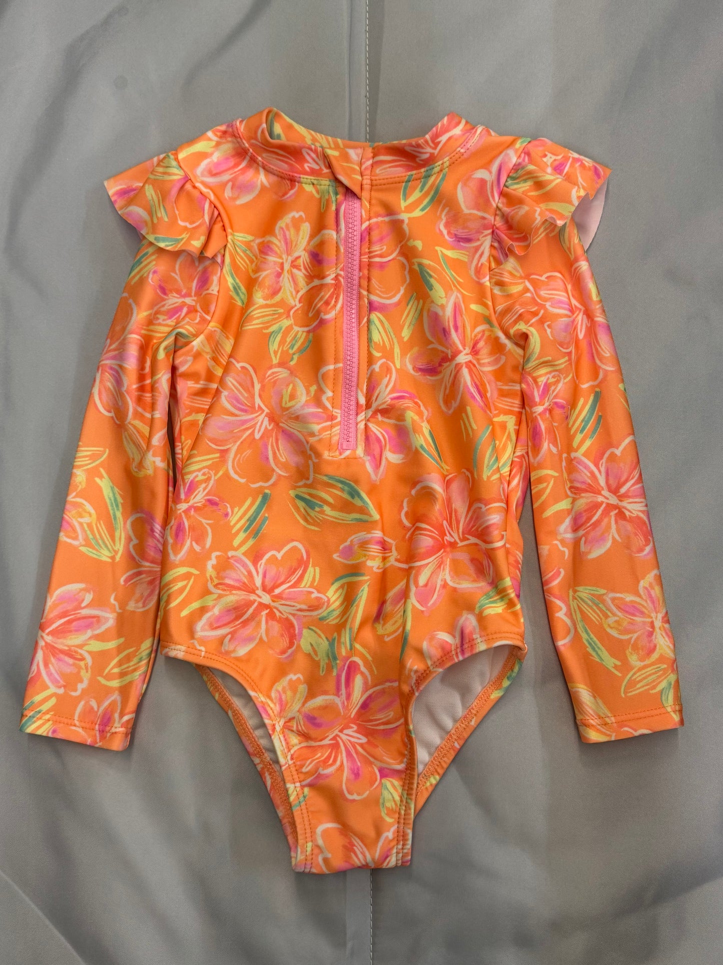Orange Floral Swim, 2T
