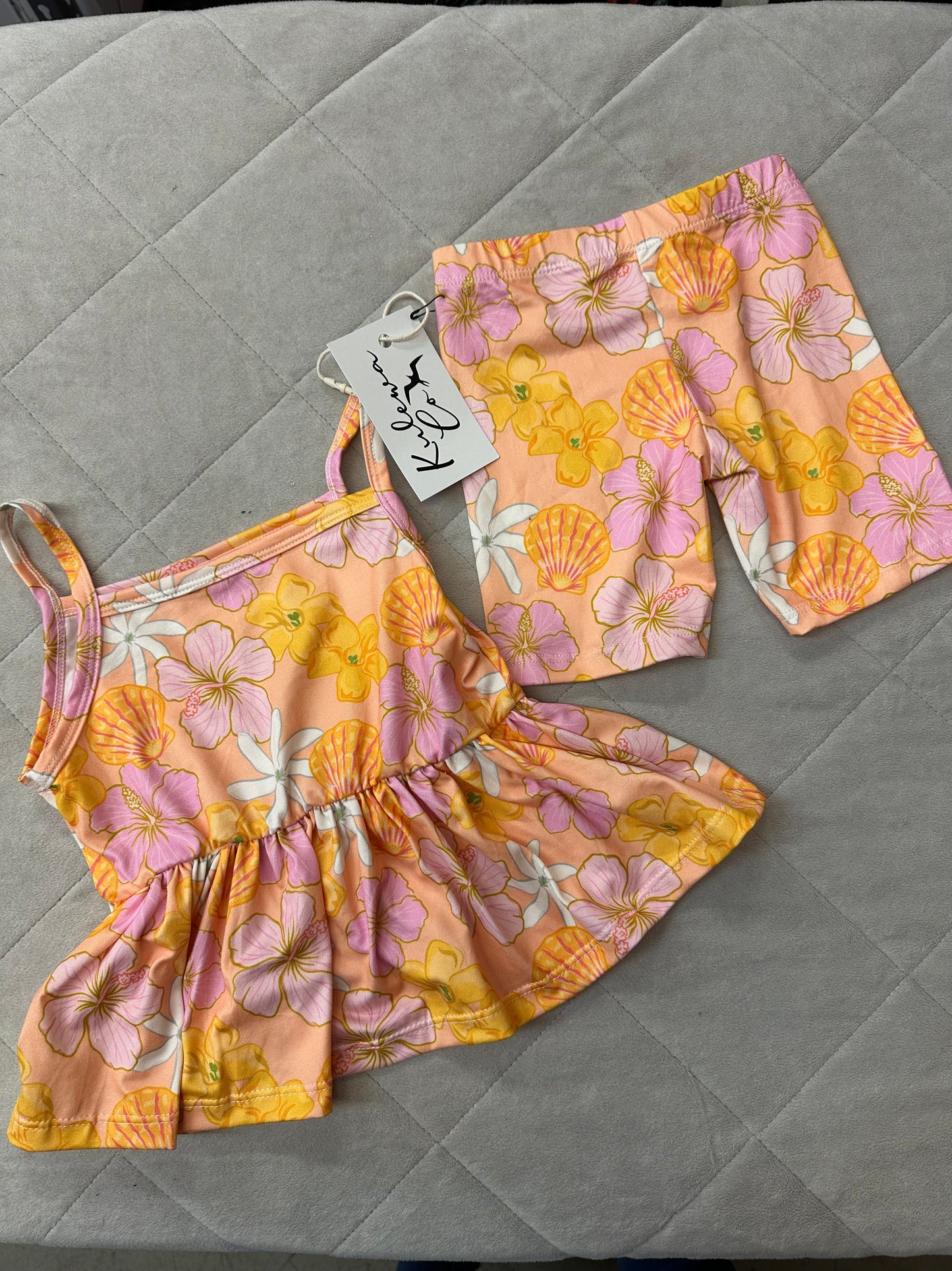 Kulewa Co Sunrise Shell Peplum Tank Set, Size 5/6T