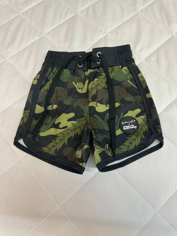 Kulewa Co Camo Swim Shorts, Size 6-7