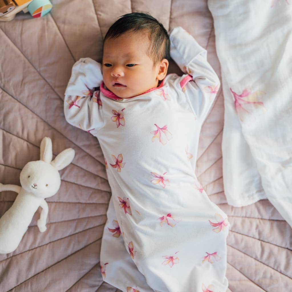 Plumeria Bamboo Layette Gown: 0-3M