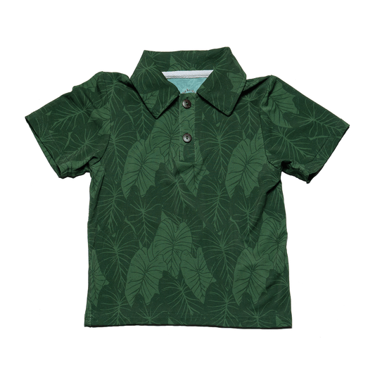 Green Loʻi Kalo Bamboo Kalei Athletic Polo: 4Y