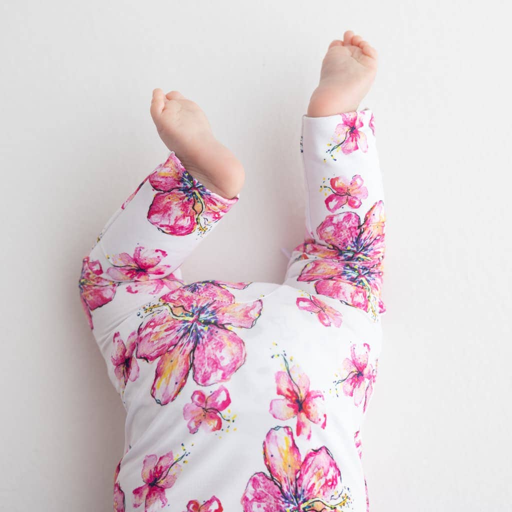 Hibiscus Kiss Baby Bamboo Coverall: 6-9M