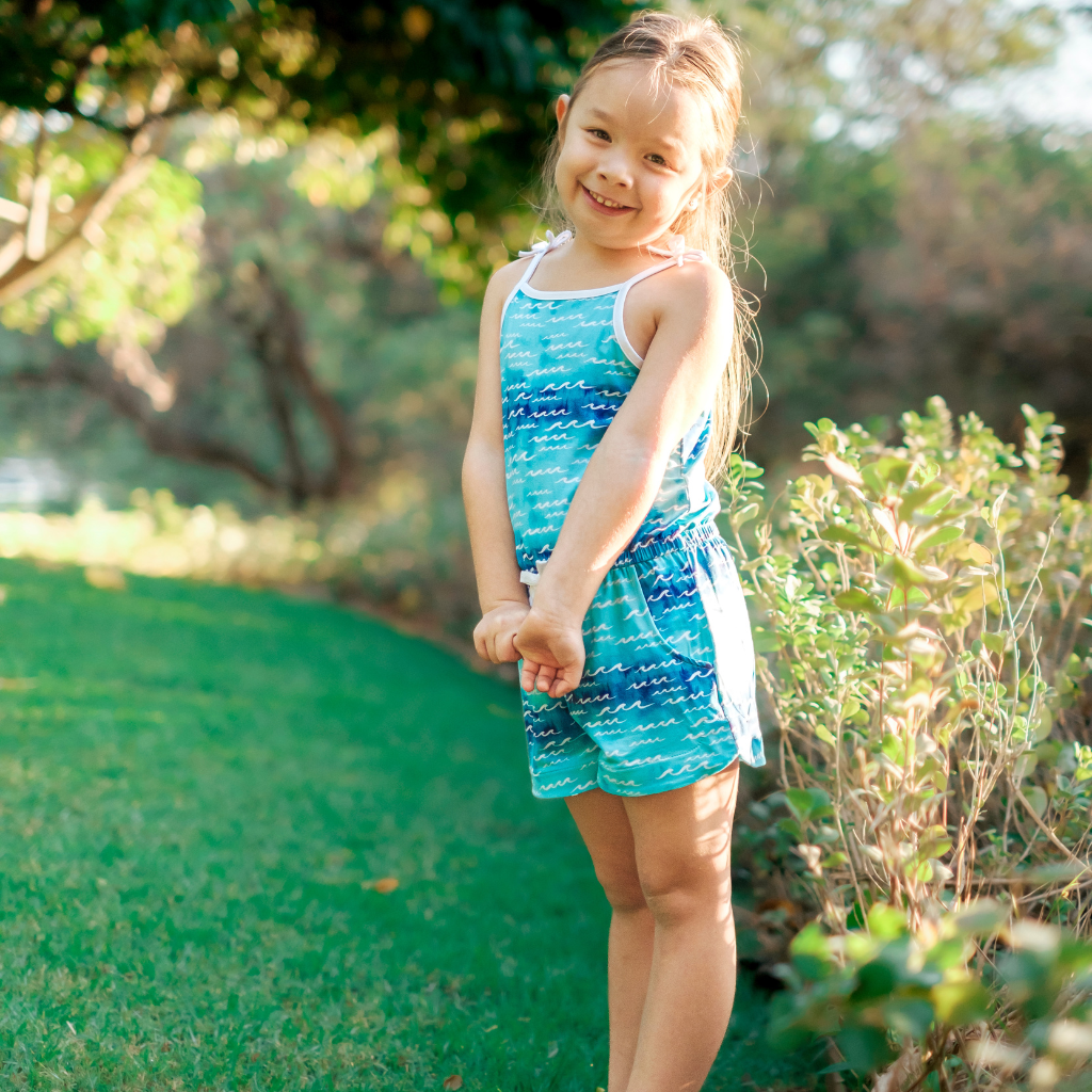 Nalu Girl's Shortie Bamboo Romper: 3T