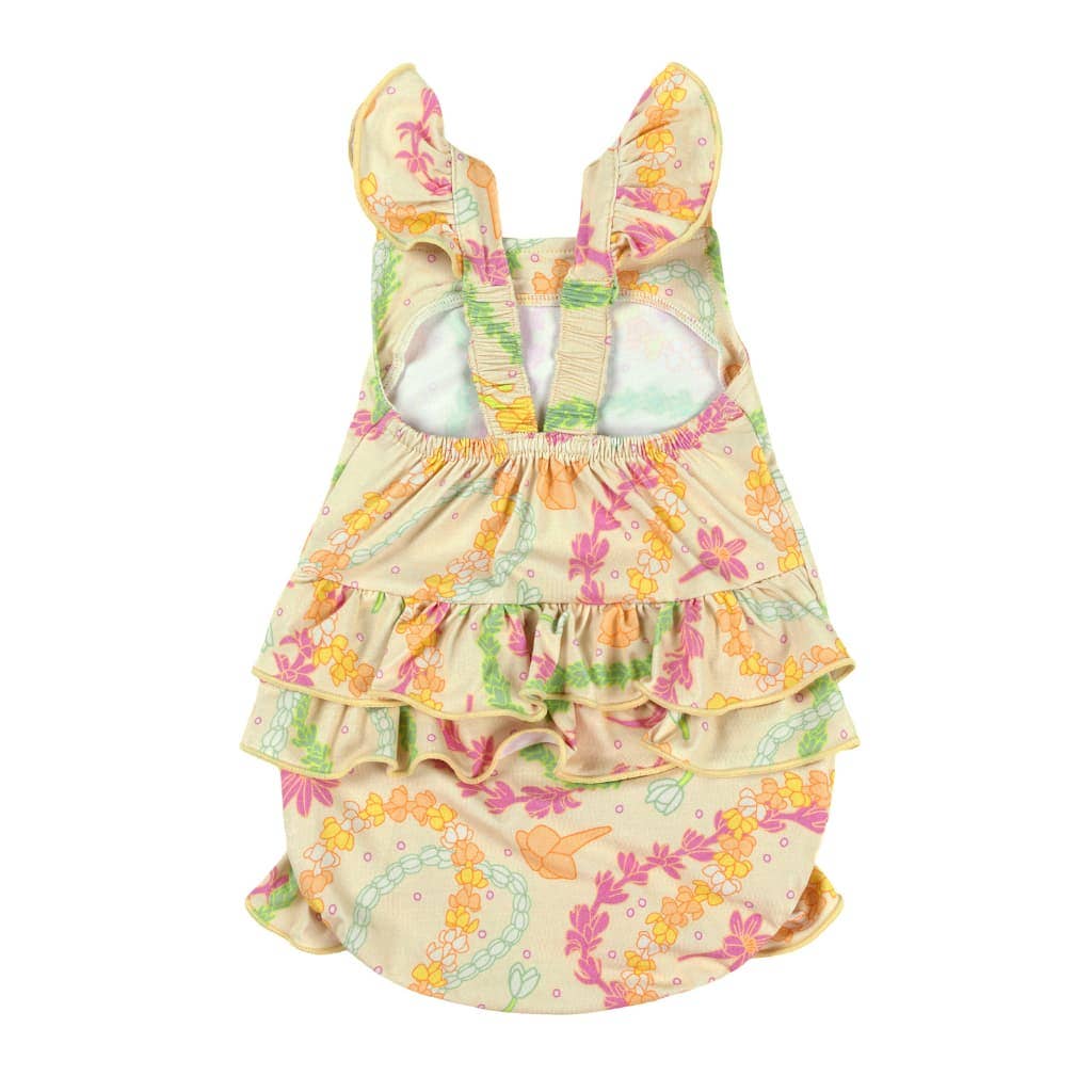 Lei Day in Sand Ruffle Bamboo Romper: 18-24M