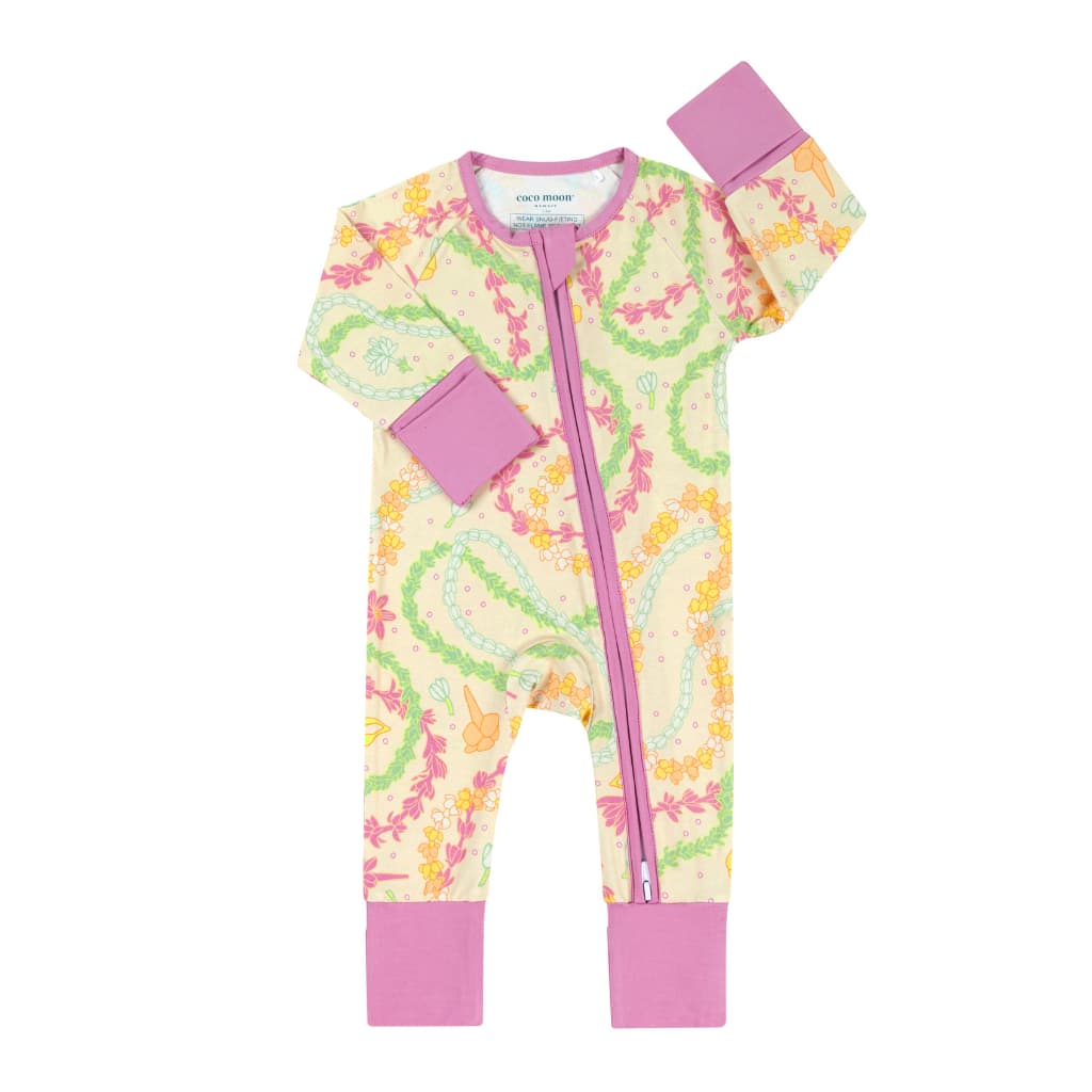 Lei Day in Sand Bamboo Coverall: 6-9M