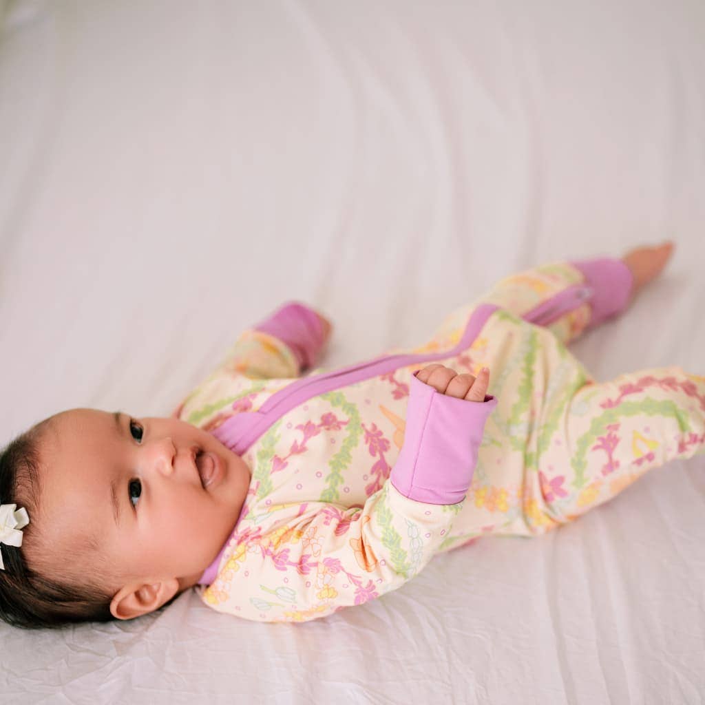Lei Day in Sand Bamboo Coverall: 6-9M