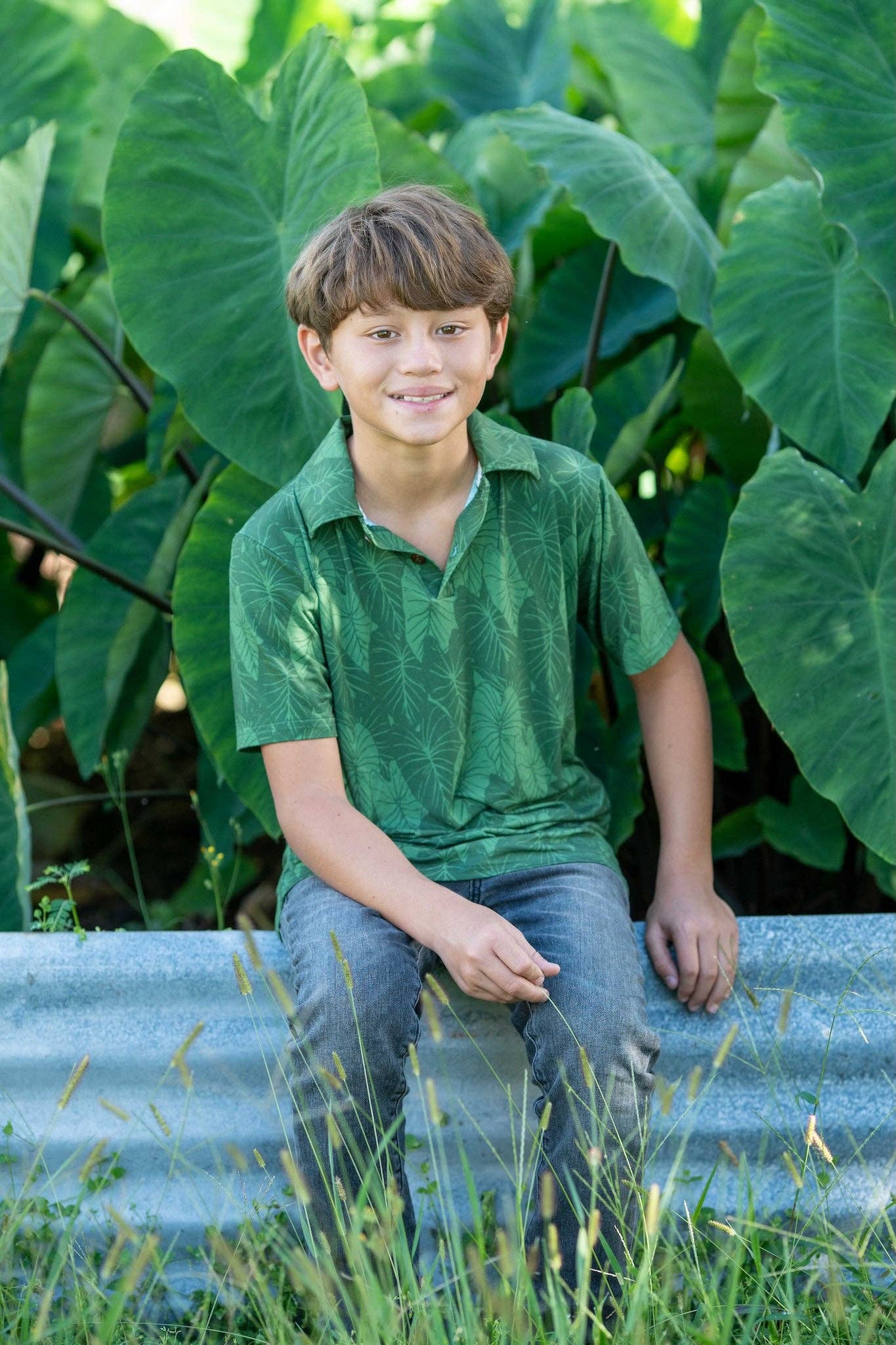 Green Loʻi Kalo Bamboo Kalei Athletic Polo: 6Y