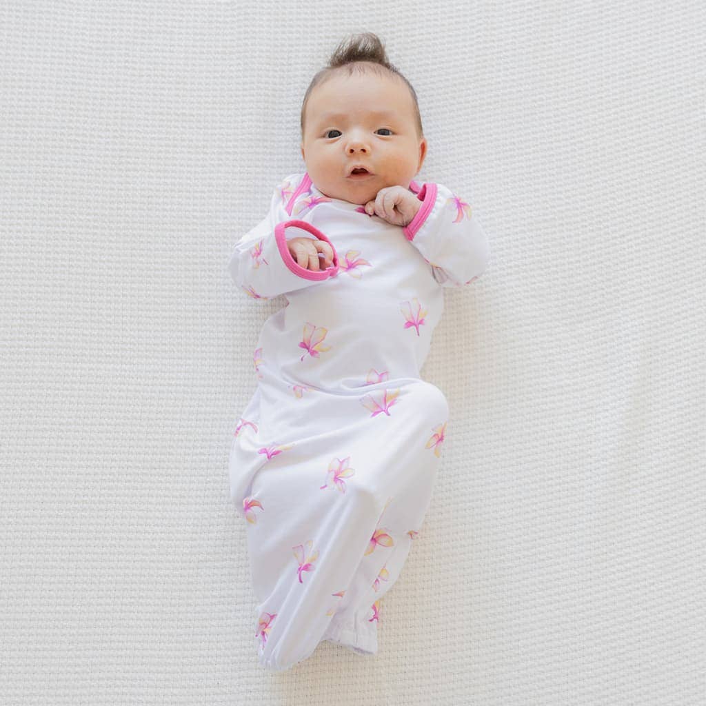 Plumeria Bamboo Layette Gown: 0-3M