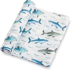 Lollybanks Muslin Swaddle Blanket, Shark