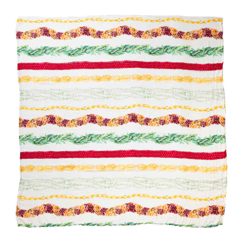 The Keiki Dept Bamboo Muslin Swaddle, Lei Poinaole