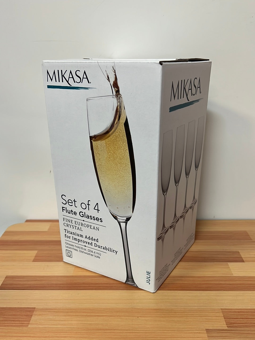 Mikasa Julie Glass Champagne Flute, 8-Ounce, Set of 4