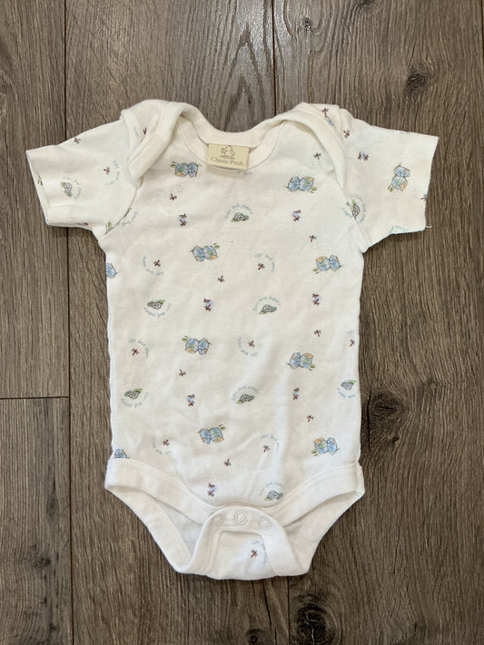vintage classic pooh romper, one piece, blue white yellow turtle honey size 3-6 months ￼￼