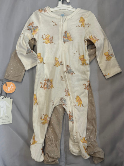 New 2pc Pooh Coverall Set, 0-3m