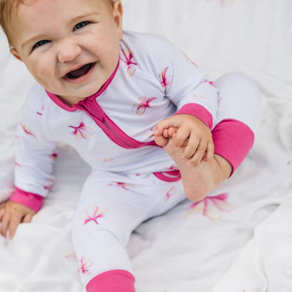 Plumeria Baby Bamboo Coverall: 3-6M
