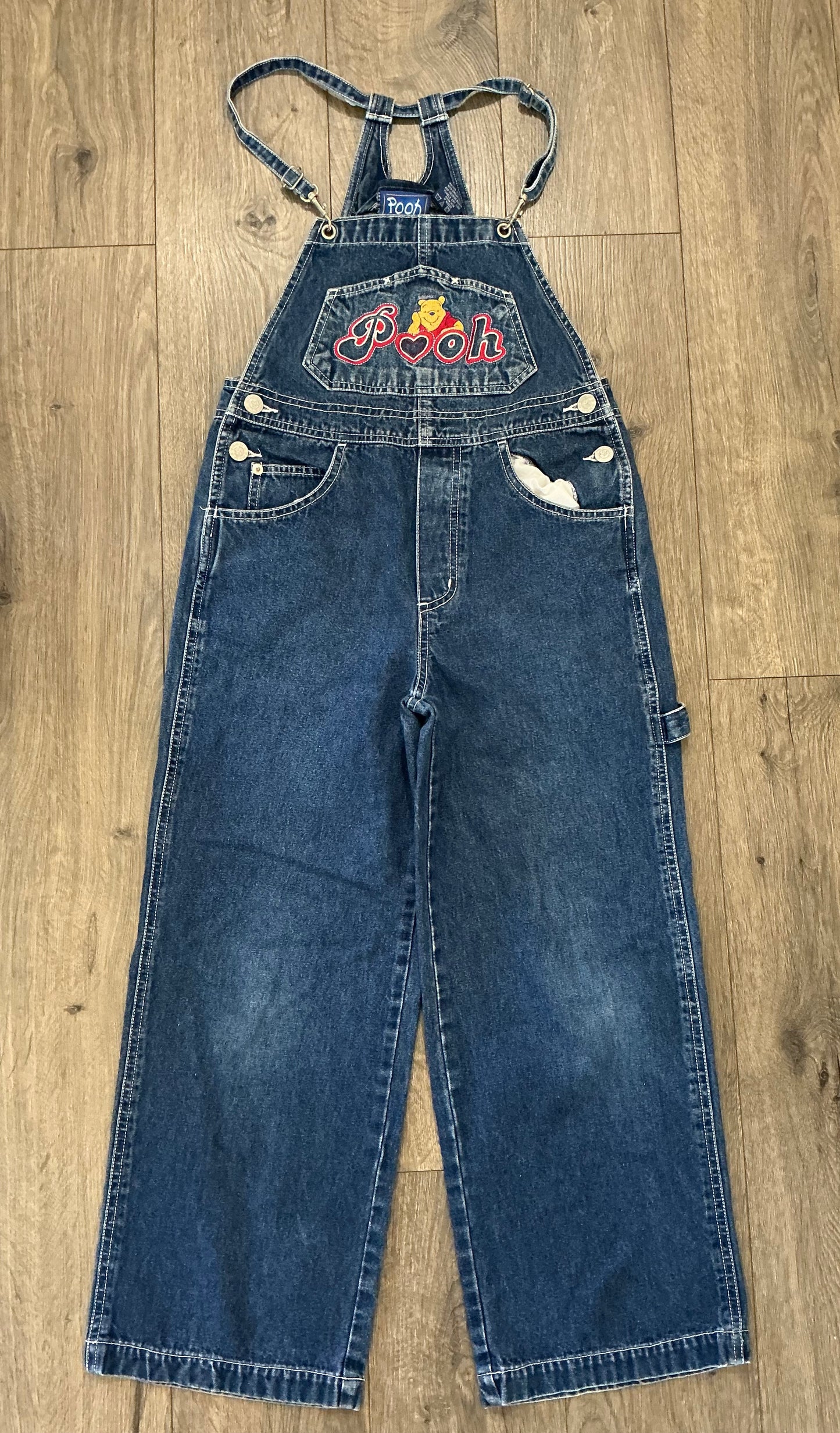 90s Vintage Disney Winnie The Pooh Jerry Leigh Overalls Size 8 y2k