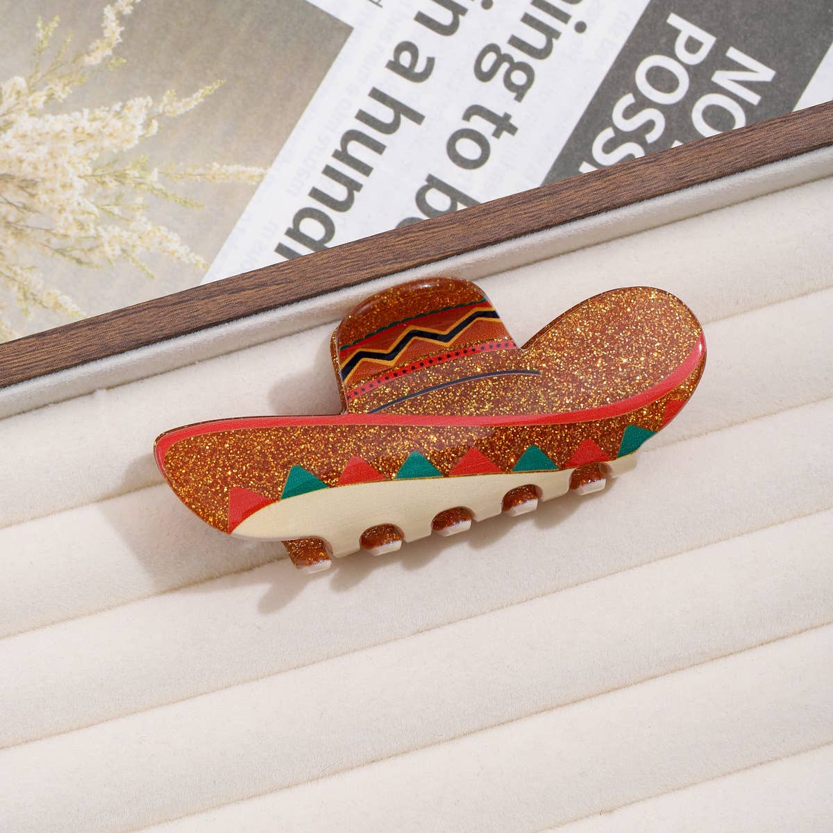 Glitter Sombrero Hair Claw Clip
