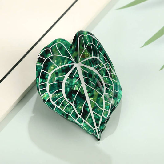 Tropical Leaf Hair Claw Clip: Green