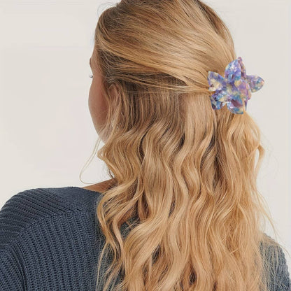Tortoise & Marbled Plumeria Flower Acetate Hair Claw Clip: BlackBeige