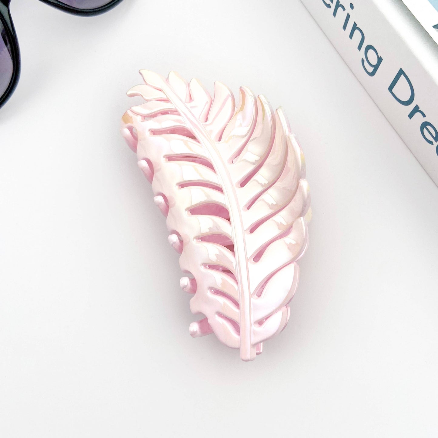 Candy Color Gradient Leaf Hair Clip: PinkPurple