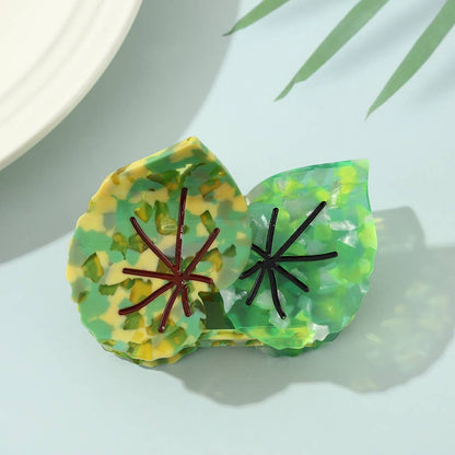 Vibrant Tropical Leaf-Shaped Botanical Hair Claw Clips: RoseGreen