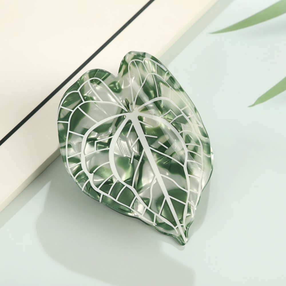 Tropical Leaf-Shape Botanical Acetate Hair Claw Clip: Pink