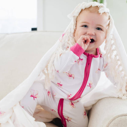 Plumeria Baby Bamboo Coverall: 3-6M