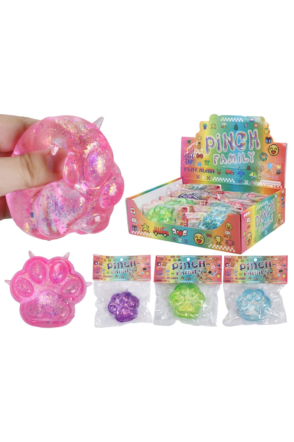 Kitty Cat Paw Glittery Maltose Putty Filled Squishy Toy Bag: ASSORTED / ONE SIZE