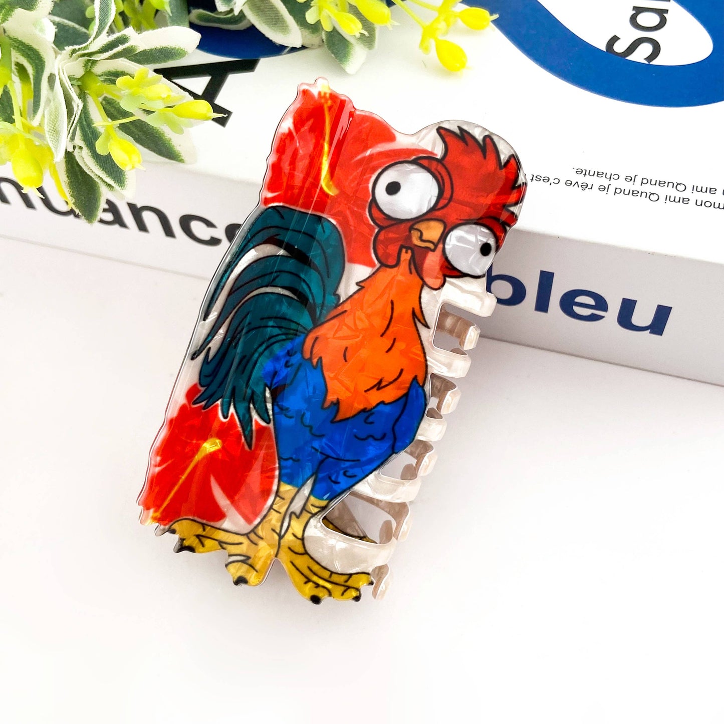 Funny Rooster Claw Clip, Acetate Festive Animal Hair Clip: Rooster