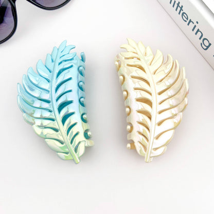 Candy Color Gradient Leaf Hair Clip: PinkPurple
