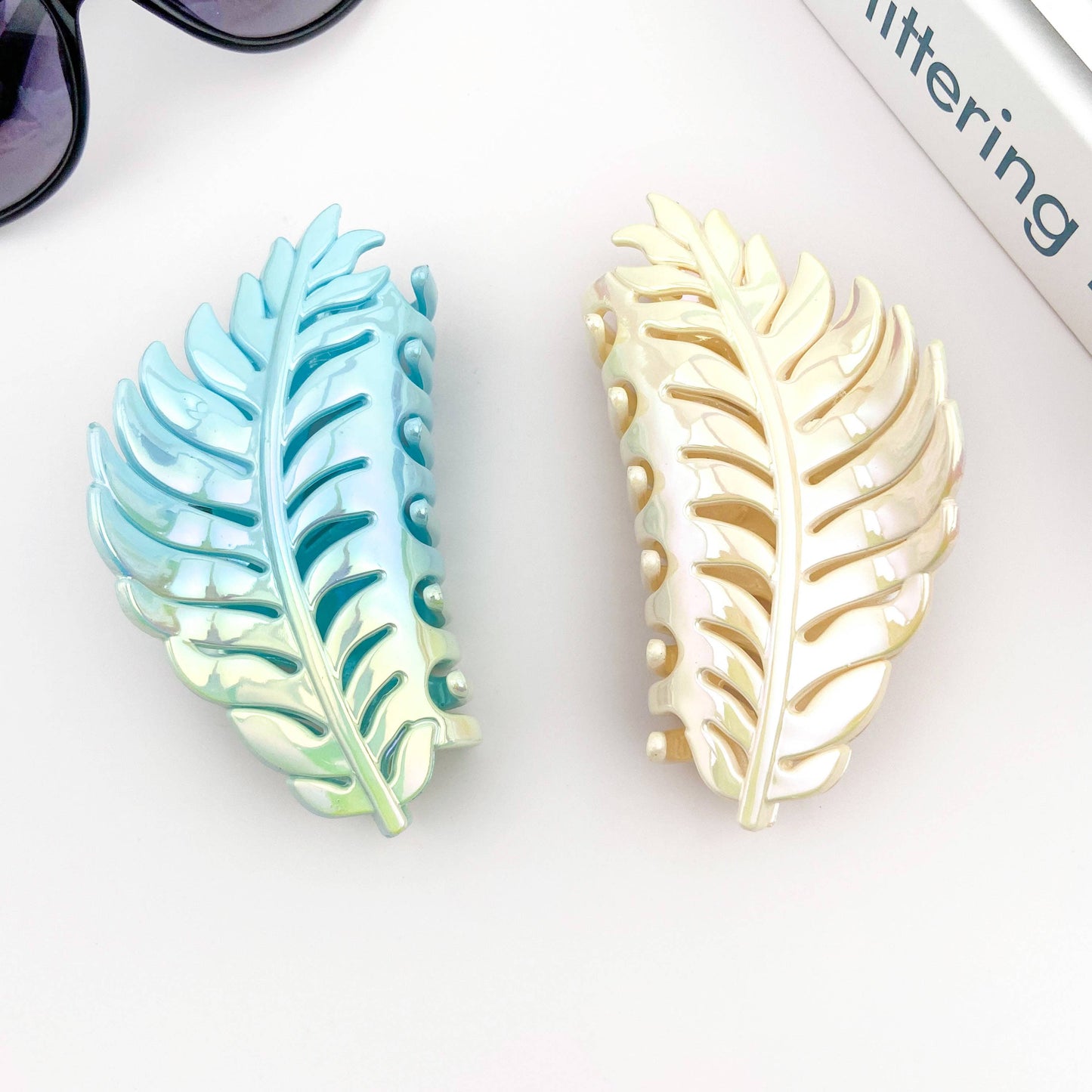 Candy Color Gradient Leaf Hair Clip: YellowPurple