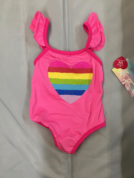 New Pink Heart Swim Suit, 3T
