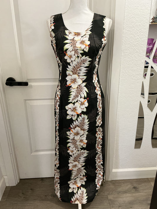 NWOT KY’s Hawaii Vintage Hawaiian Dress, Black Hibiscus, M, XL