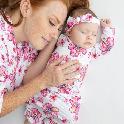 Hibiscus Kiss Bamboo Layette Gown: 0-3M