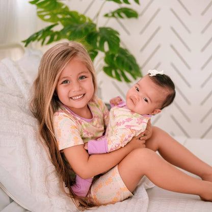 Lei Day in Sand Short Bamboo Pajamas: 4T